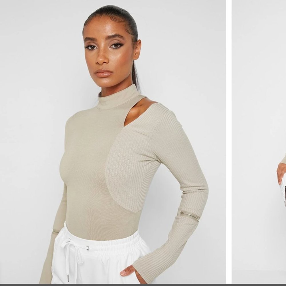 Manière De Voir - ZIP DETAIL HALF RIBBED BODYSUIT